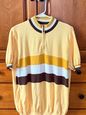 Ska & Soul Stripe Front Fine Gauge Cycling Top in Lemon Colorway.